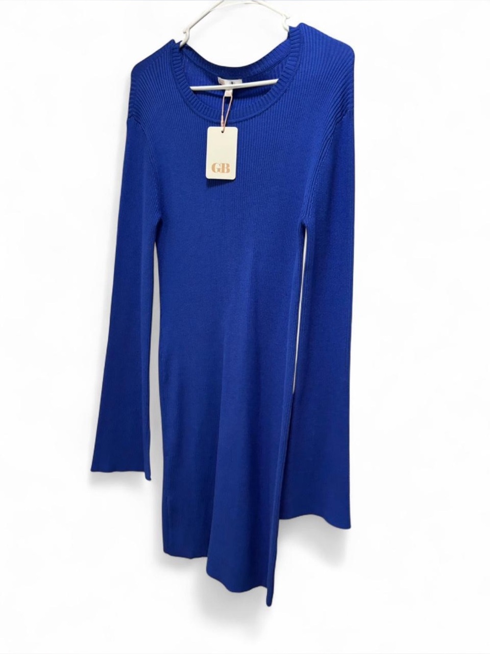 Gianni Bini Cobalt Blue Long-Sleeve Ribbed Knit Dress